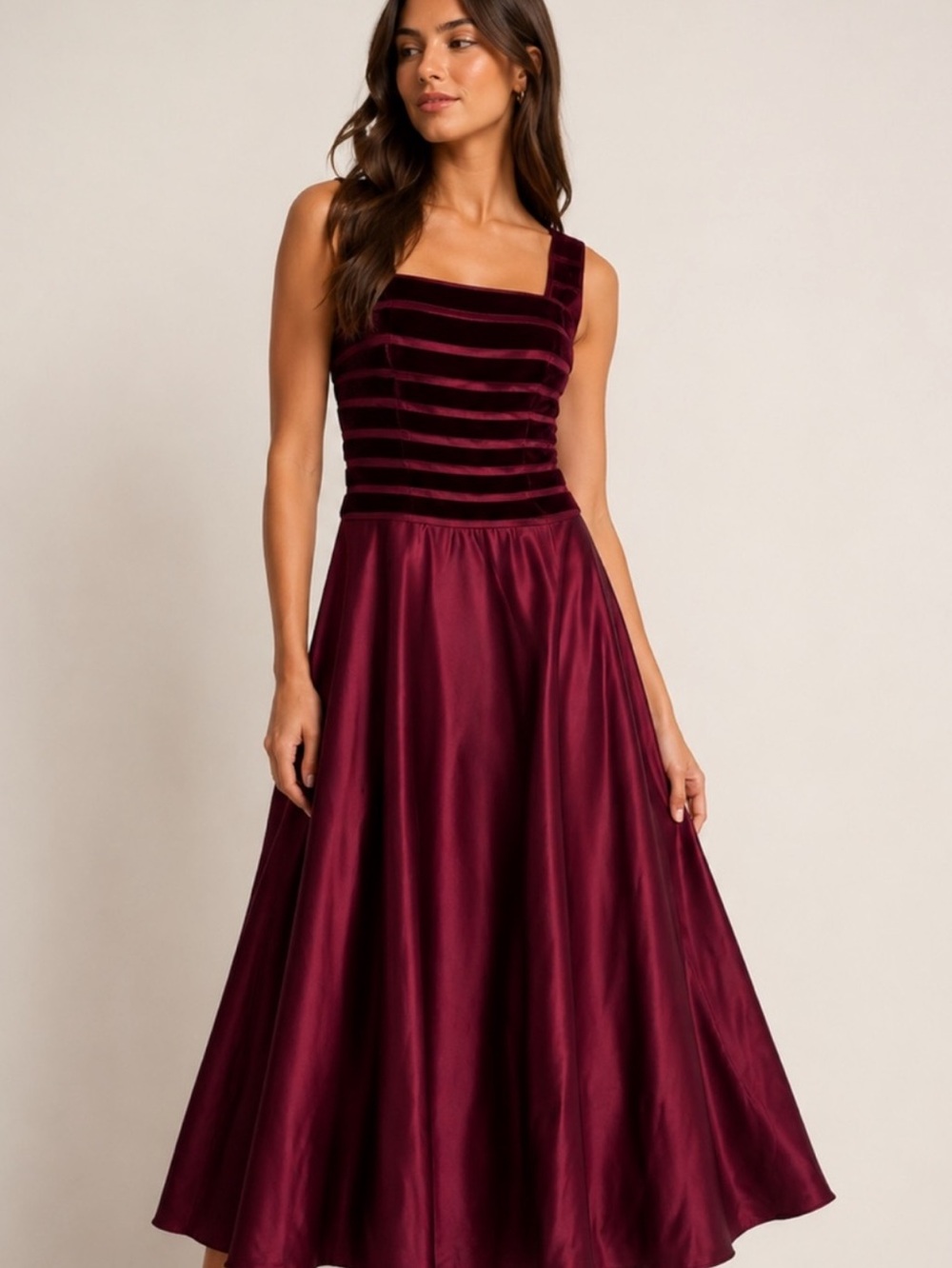 JS collection velvet satin burgundy maxi dress cut out back 6 Y2K whimsigoth